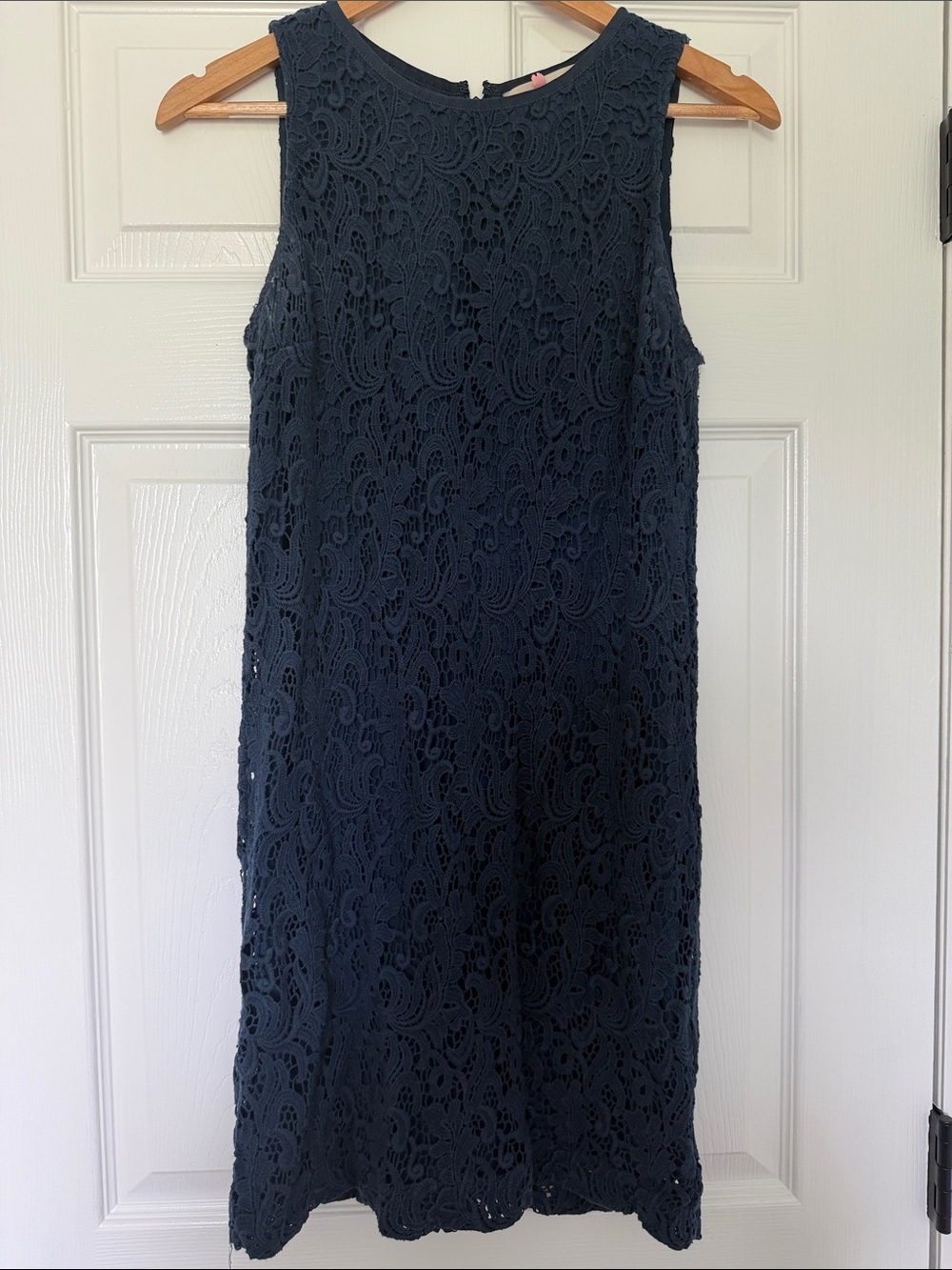 LOFT Navy Sleeveless Lace Shift Dress